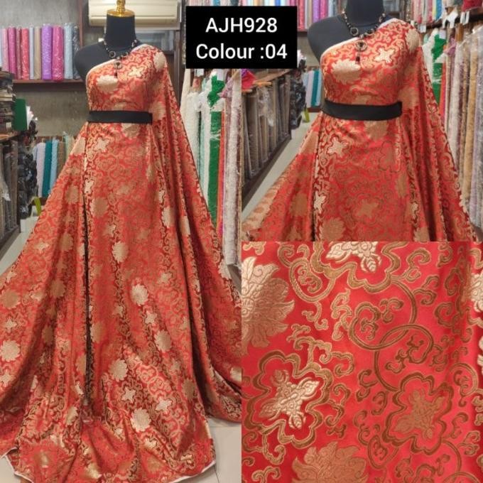 #####] Kain Cheongsam Premium Bridal Imlek AJH928 Merah Emas