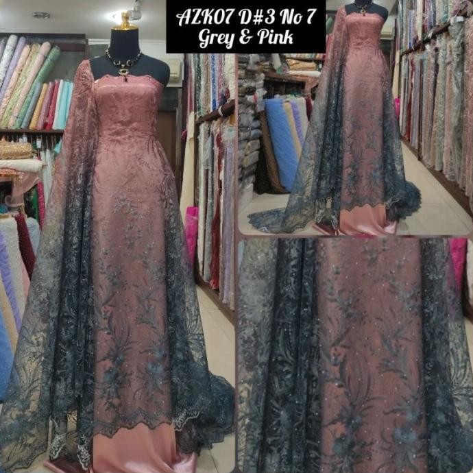 ] Kain Tile Brokat Swaro Gradasi Ombre AZK07 D#3 No 7 Grey & Pink