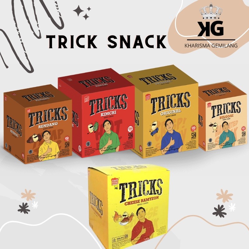 

TRICKS - TRICKS 150g (1 BOX 10PCS) Snack Baked Chips Potato Kentang Box Isi 10 Original Barbeque BBQ