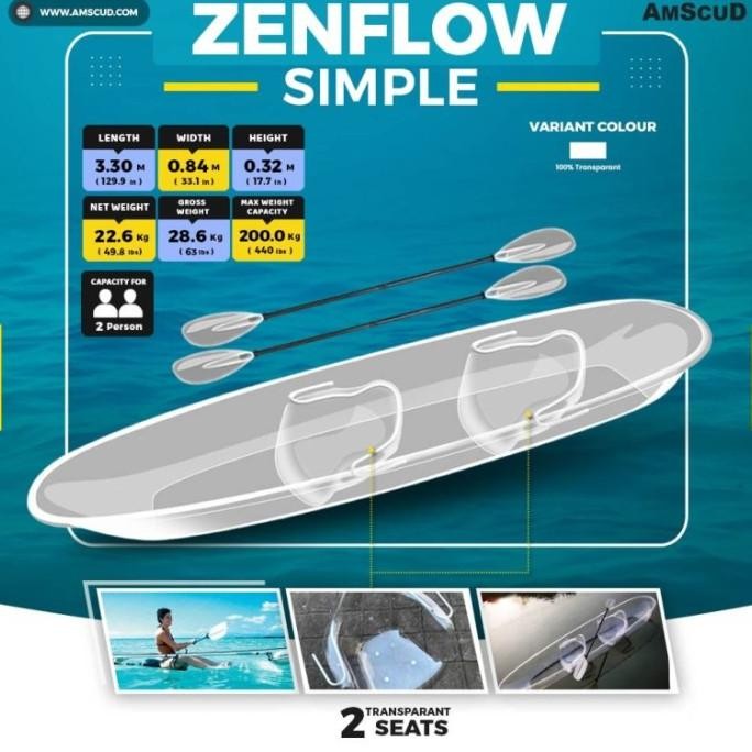 Terjangkau Amscud Kayak Zenflow Simple 100% Transparant / Perahu Kano / Kayak