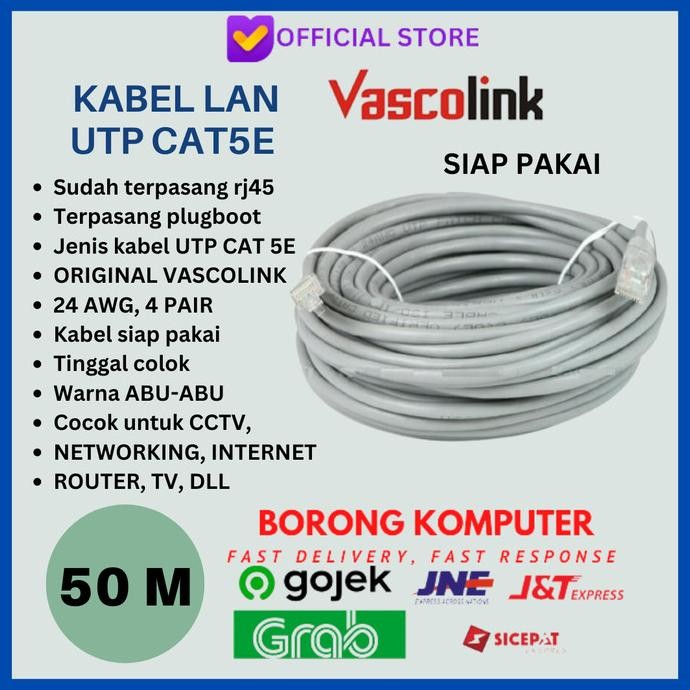 

KABEL LAN UTP CAT 5E 50M VASCOLINK SIAP PAKAI 50 METER ORIGINAL