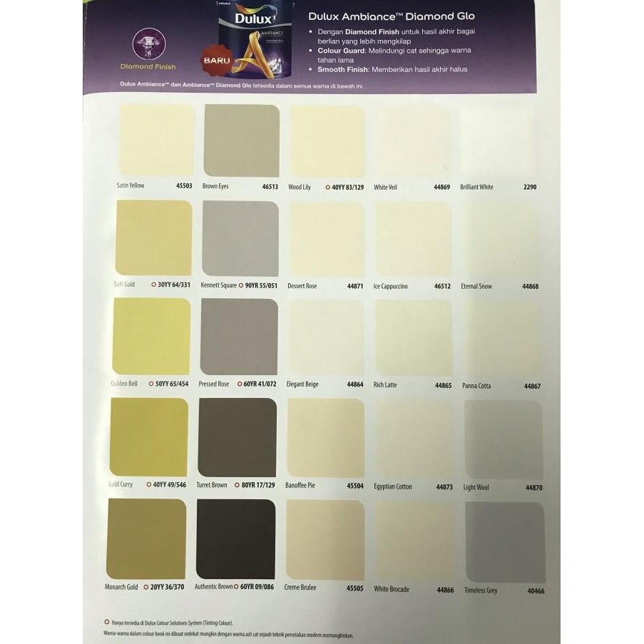 

DULUX CAT TEMBOK AMBIANCE 2.5 LT/ CAT INTERIOR HARGA BY REQUEST WARNA ORIGINAL
