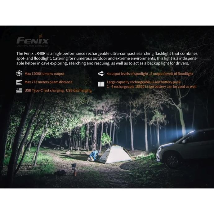 Miliki Fenix Lr40R Led Searchlight-12000 Lumens Includes 12000 Battery Pack