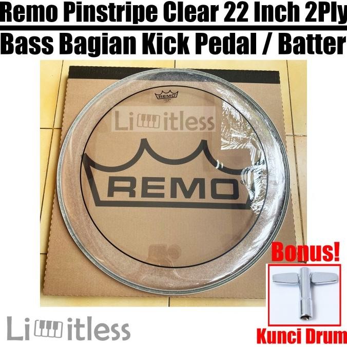 Produk Baru Head Drum Remo Pinstripe Clear 22 Inch Bass Bagian Kick Pedal / Batter