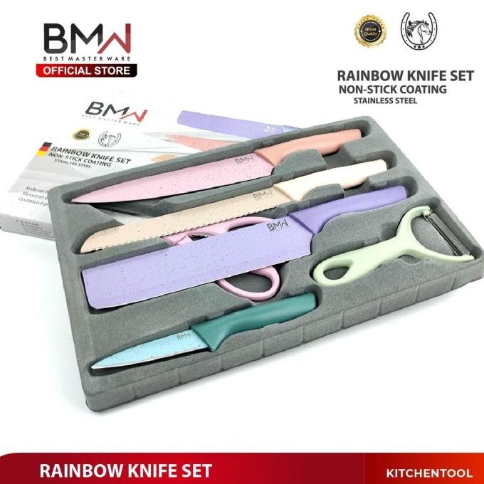 

Berkualitas BMW Kitchen Ware - Pisau Set Stainless 6in1 Dilapis Anti Lengket