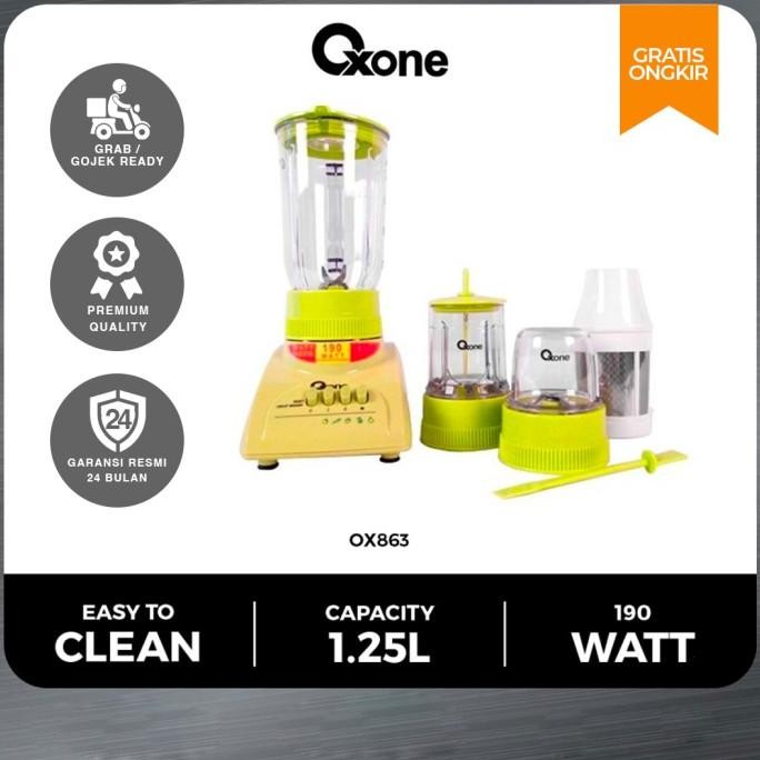 

Berkualitas Oxone OX863 Blender Plastik Set 3in1 Mata Pisau Color full