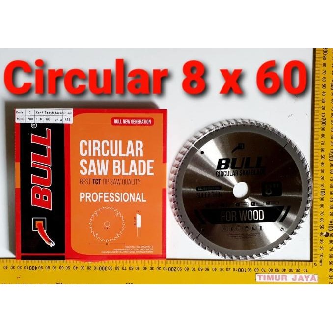 

Berkualitas BULL 8" x 60T Mata Potong Kayu Circular Saw Blade TCT Pisau Gergaji