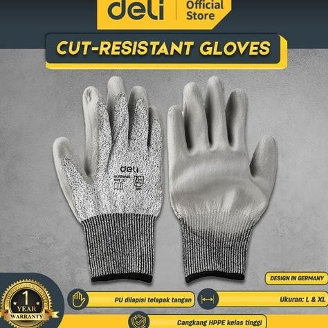 

Berkualitas Sarung Tangan Safety Anti Potong Sayat Pisau Cut Deli Level 5 10" L