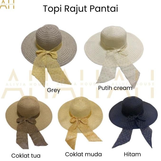 TOPI PANTAI DEWASA RAJUT PITA TOPI PANTAI WANITA