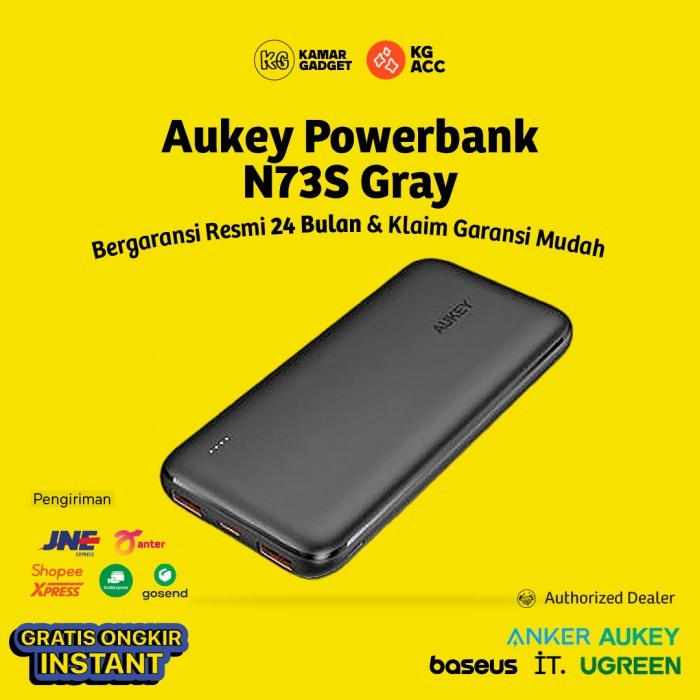 PowerBank Slim 10000mAh 20W Aukey PB-N73S Black - Original Resmi