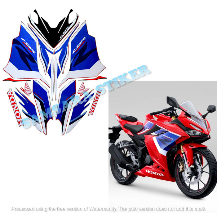 STICKER STRIPING MOTOR HONDA CBR 150R 2021 MERAH BIRU STANDAR FULL SET PREMIUM