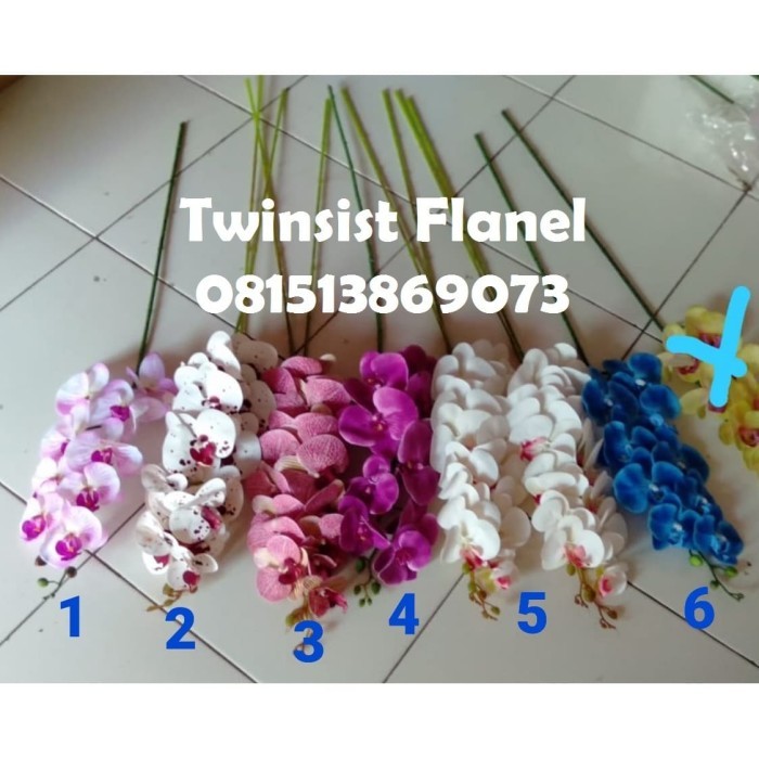 Bunga Anggrek Latex Besar 90 Cm Artificial Palsu / Bunga Hias Plastik Terbaru