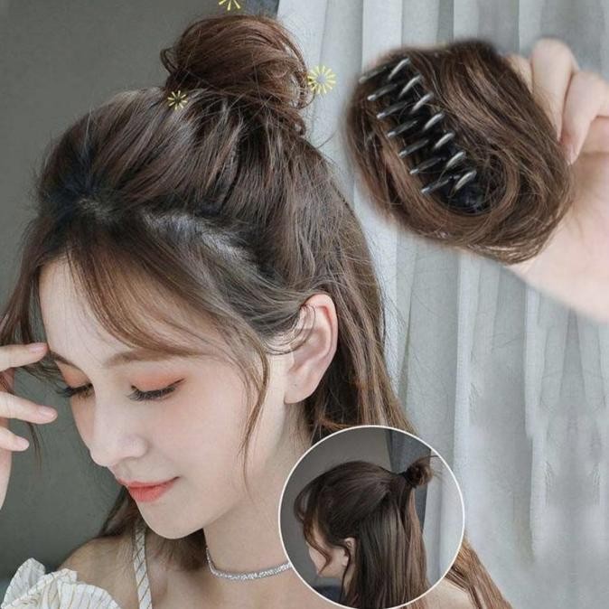 Jepit Fun Bun Cepol Korea Hairclip Wig Rambut Palsu Special|
