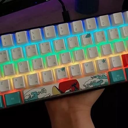 TERLARIS - Keycap Keycaps Mechanical Japanese Ukiyo Sea Wave PBT OEM Profile