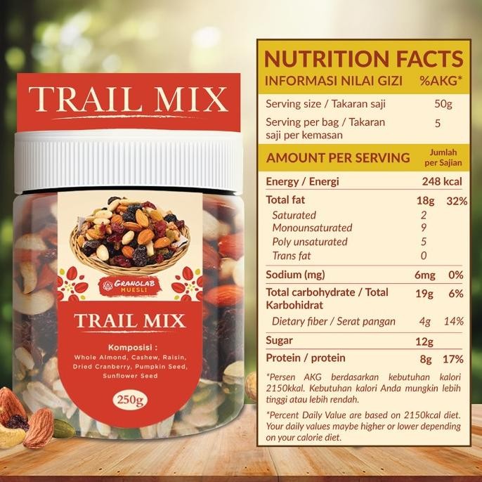 

EKSLUSIF Trail Mix 250 gr - Granolab Muesli | Fruit, Nut and Seed Kode 764