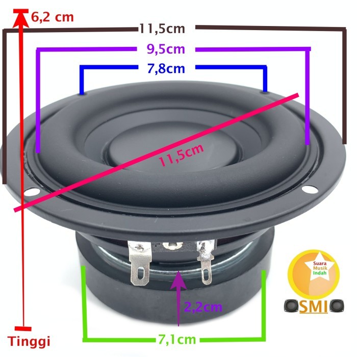 TERLARIS Speaker 4 Inch SUBWOOFER dan WOOFER varian - SUBWOOFER 25WAT