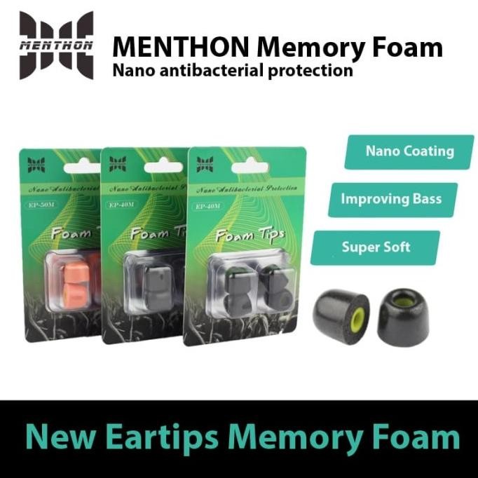 

TERSEDIA MENTHON - EP40 - MEMORY FOAM - EARTIPS - NANO TECHNOLOGY COATING