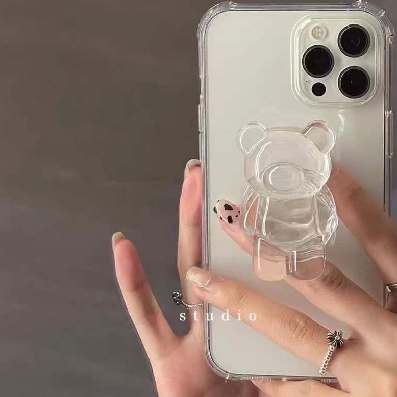 tyu GUMMY BEAR - Griptok 3D Resin Transparan/ Phone Holder/ Phone Grip High Quality