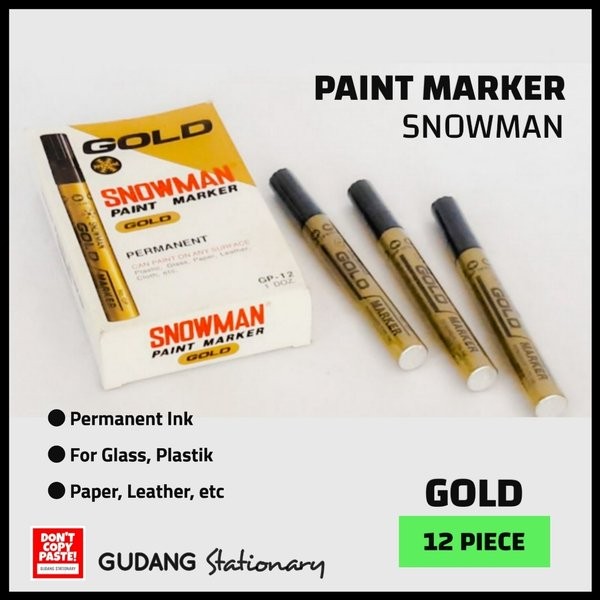 

Terlaris Spidol Permanent Paint Marker Snowman Gold Isi 12 Pcs New