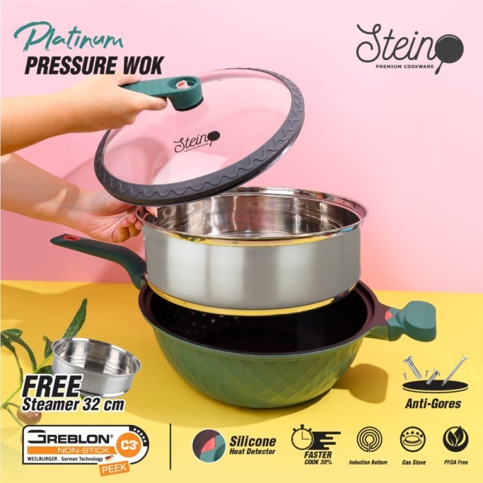 TERBARU Stein Steincookware Platinum Wok Pressure Wok Cooker Presto 32 cm BISA GOSEND