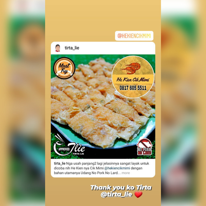 

Lumpia Udang Kulit Tahu He Kien Cik Mimi - 10 pcs GRATIS ONGKIR