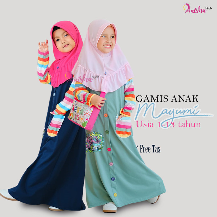 PROMO Baju muslim gamis kaos murah anak perempuan umur 1-13 tahun toska