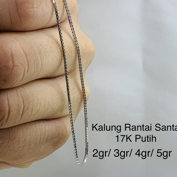 Kalung Rantai Emas Asli Dewasa Italy Santa Putih Kadar 750 17K