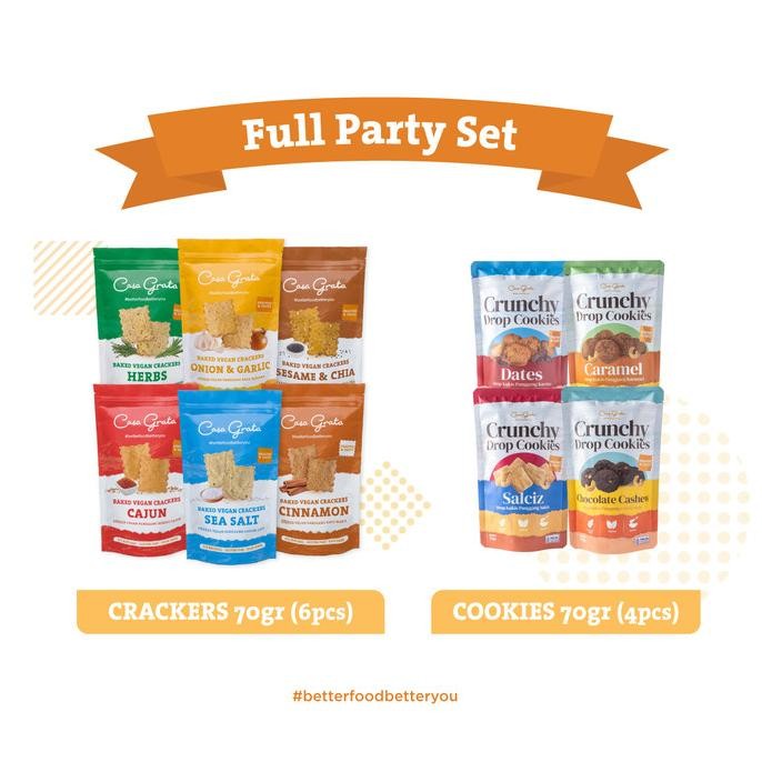 

READY STOCK BALI Full Party Set of 10 Casa Grata @ 70 gram (6 Crackers + 4 Cookies) Gluten Free, Vegan, and Baked