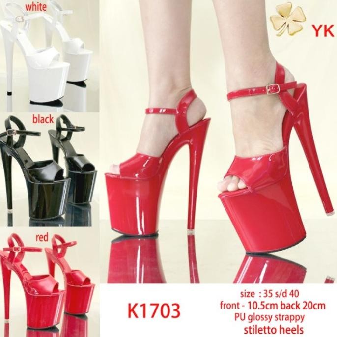 Jual Ykshoes 1703 Heels 20Cm Strappy Stiletto Black White Red Heels Strappy