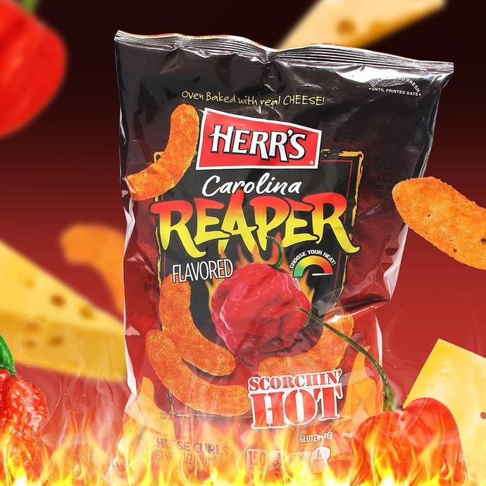 

NEW PRODUK HERR'S CAROLINA REAPER HOT CHEESE CURL !!!!!