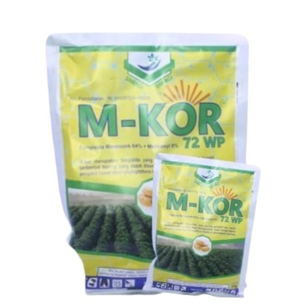 Fungisida Dua Bahan Aktif M-Kor 72Wp 100 Gram Mankozeb + Metalaksil