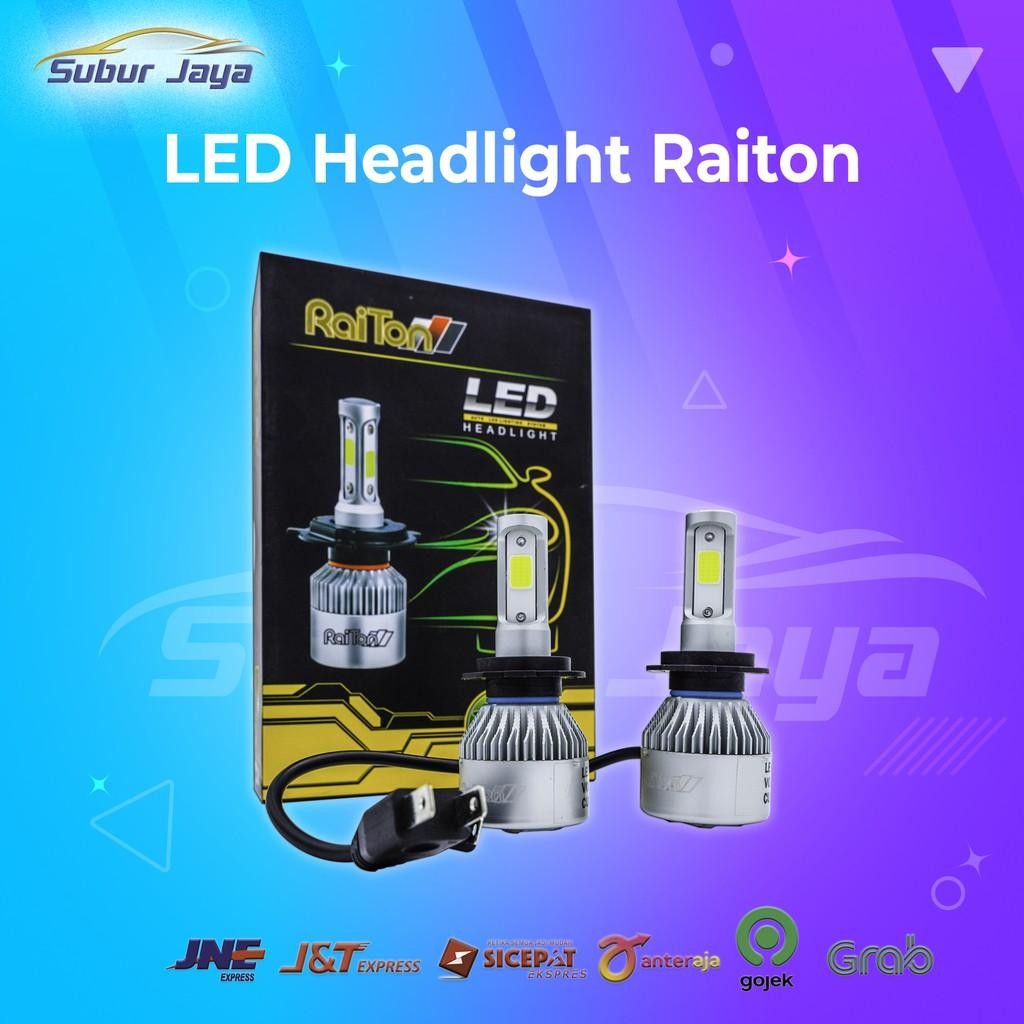 Raiton Led Headlight Bulb H-4 / Bohlam Headlight Led Mobil Tipe H4/Hb3/Hb4/H1/H7 Raiton Black