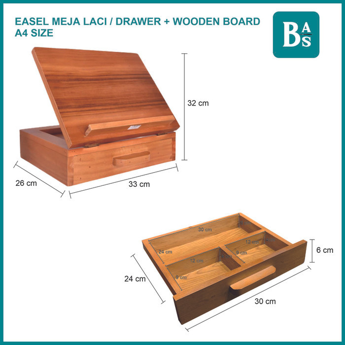 

Easel Meja Laci / Drawer + Wooden Board