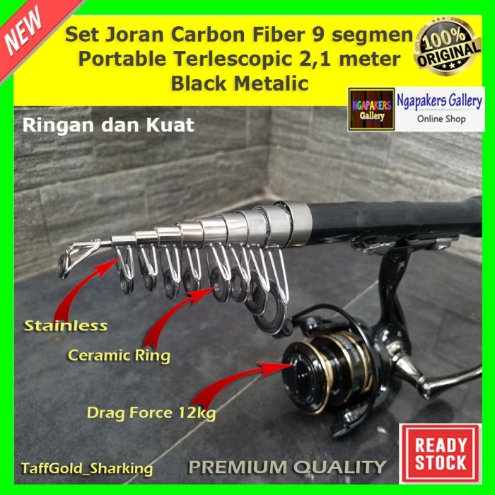 Set Joran Mini Carbon Fiber Pro Portable Telescopic Premium Metalic