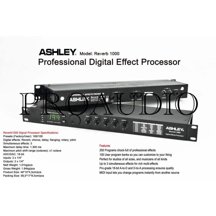 Effect Vocal Ashley Reverb 1000 / Reverb1000 / Reverb -1000 Efek Vokal Ashley Original