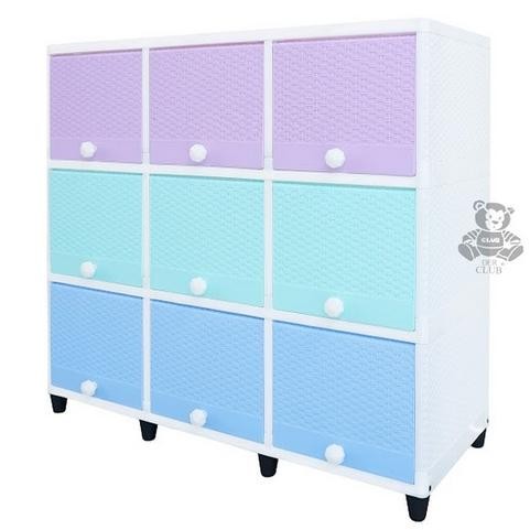 Club Lemari Plastik Triple Flip 3 Susun Meja TV Rotan Buffet TV Laci 9 Pintu Kotak Rak TV