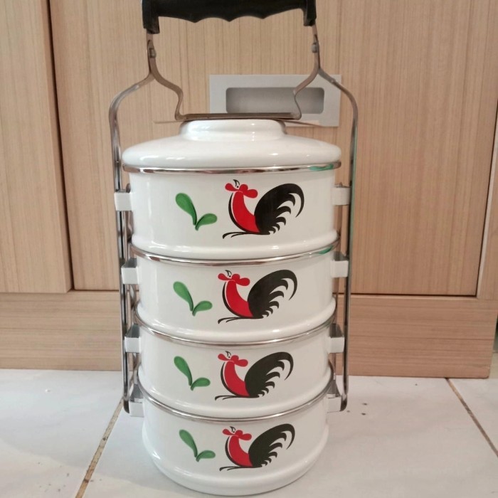 Rantang motif ayam 4 susun stainless / Rantang makan