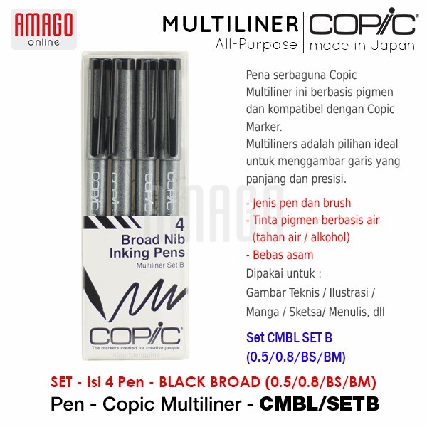 

COPIC MULTILINER BLACK BROAD (4 PCS/SET) - CMBL/SETB