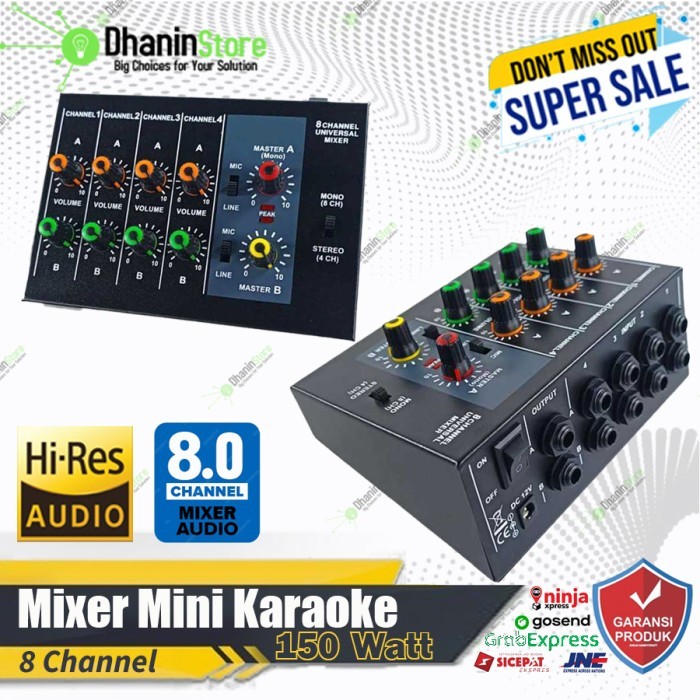 Power Mixer Karaoke Mini Amplifier Audio Digital 8 Chanel Portable