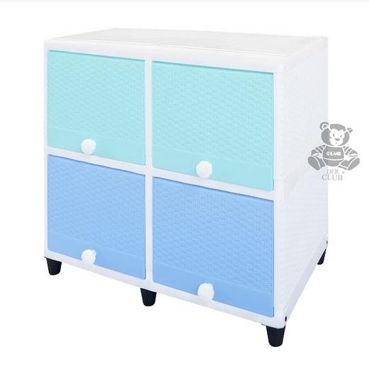 club Lemari pakaian plastik 2 susun double flip rattan rotan 4 pintu 2 rak putih coklat warna warni