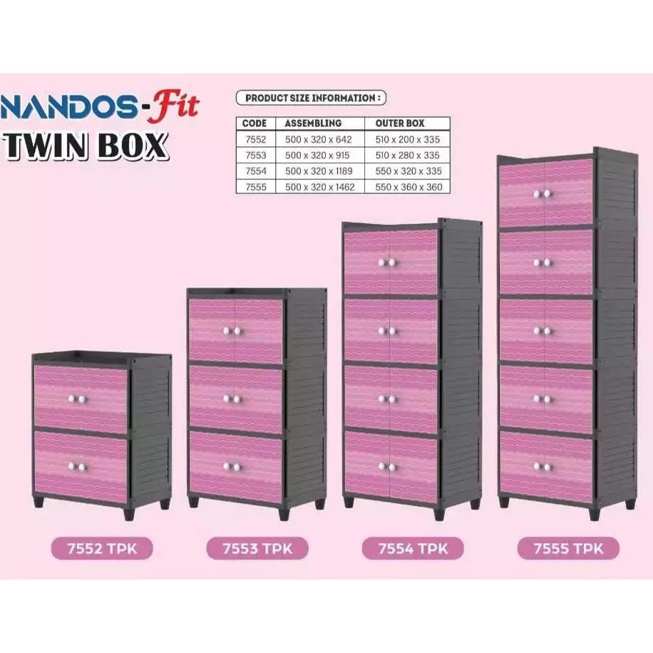 NAIBA Lemari Baju Pakaian Plastik Laci MURAH 3 4 5 susun NANDOS TWIN BOX FIT