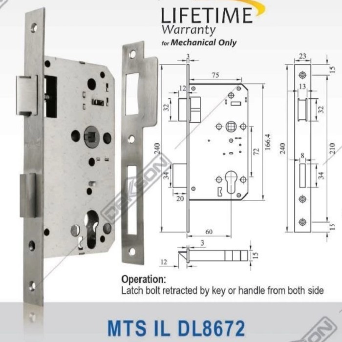 Body Kunci Dekkson MORTISE LOCK DEKKSON MTS IL DL8672 SSS