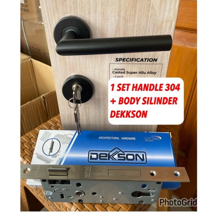 Kunci pintu dekkson handle hitam sus 304/ roseste pisah dekkson set