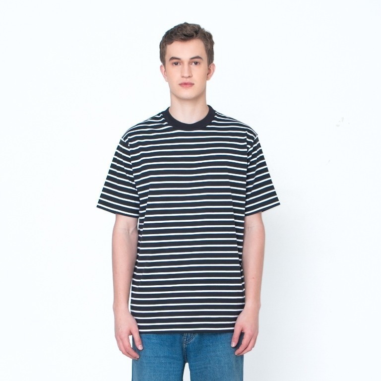 Erigo T-Shirt Stripe Kilsby Medium Striped Black - Kaos Unisex
