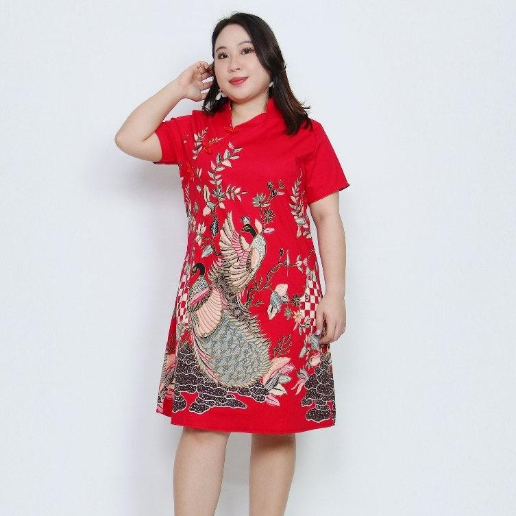 WET Cheongsam Dress Batik Bigsize Jumbo Wanita 607