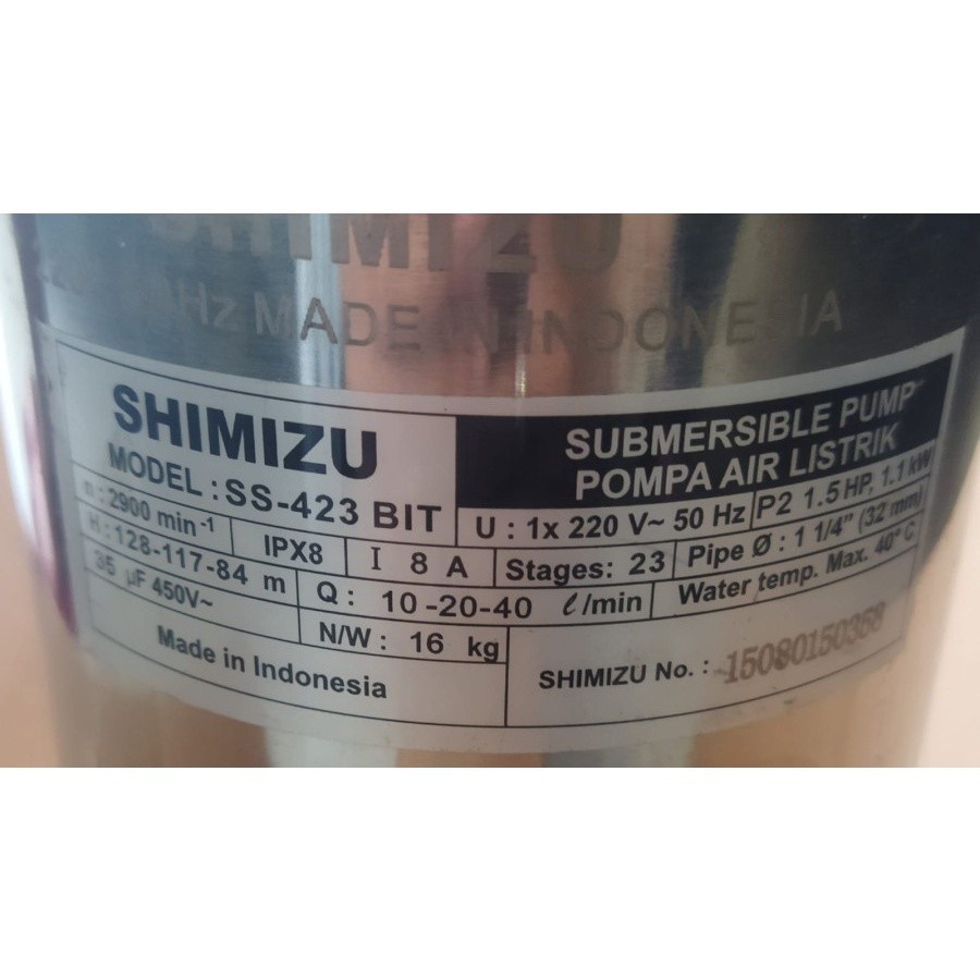 Shimizu SS 423 BIT - 1.5 HP Pompa Air Celup Sumur Dalam