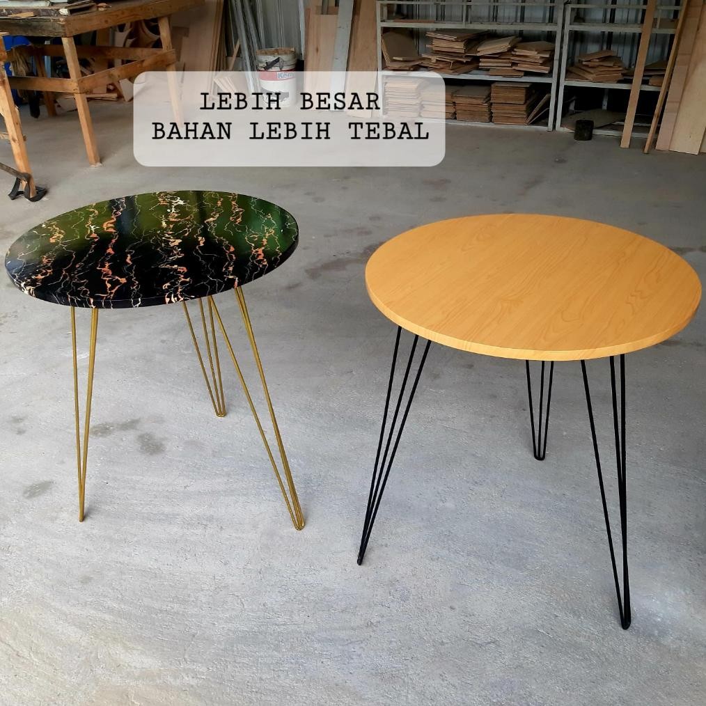 meja bulat kaki besi minimalis ruang tamu,meja bulat sudut,meja teras BESAR 60CM TINGGI 70CM