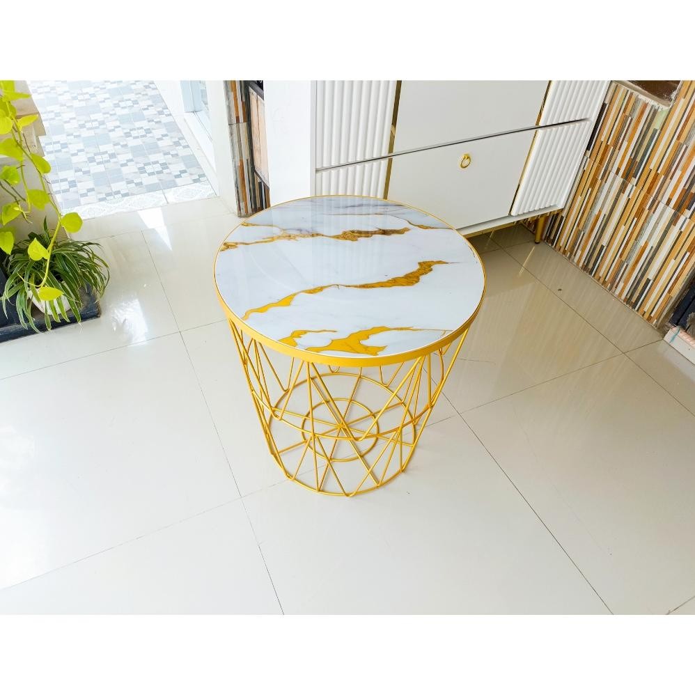 Meja Tamu Minimalis Aesthetic Celia| Meja Sofa Minimalis Aesthetic | Meja Bulat Ruang Tamu Aesthetic