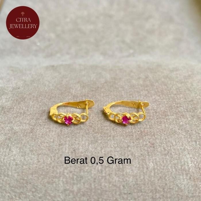Anting Emas Muda Jepit Pita Dewasa /Remaja 0.5Gram