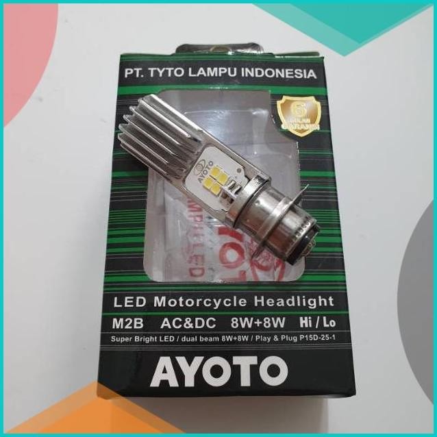 Lampu Depan LED Motor AYOTO M5A H5 AC DC 10 Watt Piringan Kaki 3 Hi Lo